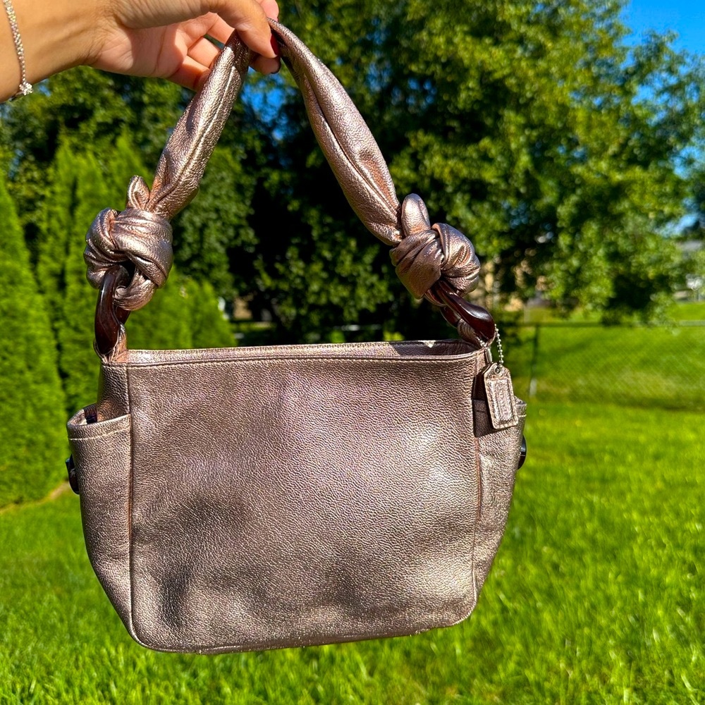 Coach Rose Gold Metallic Mini Hobo Satchel Turnlock 42334 (EUC)